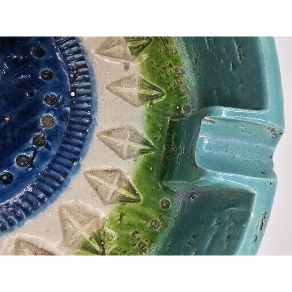 Vintage Mid-Century Bitossi For Rosenthal-Netter Ceramic Blue Glazed Ashtray - Picture 8 of 11
